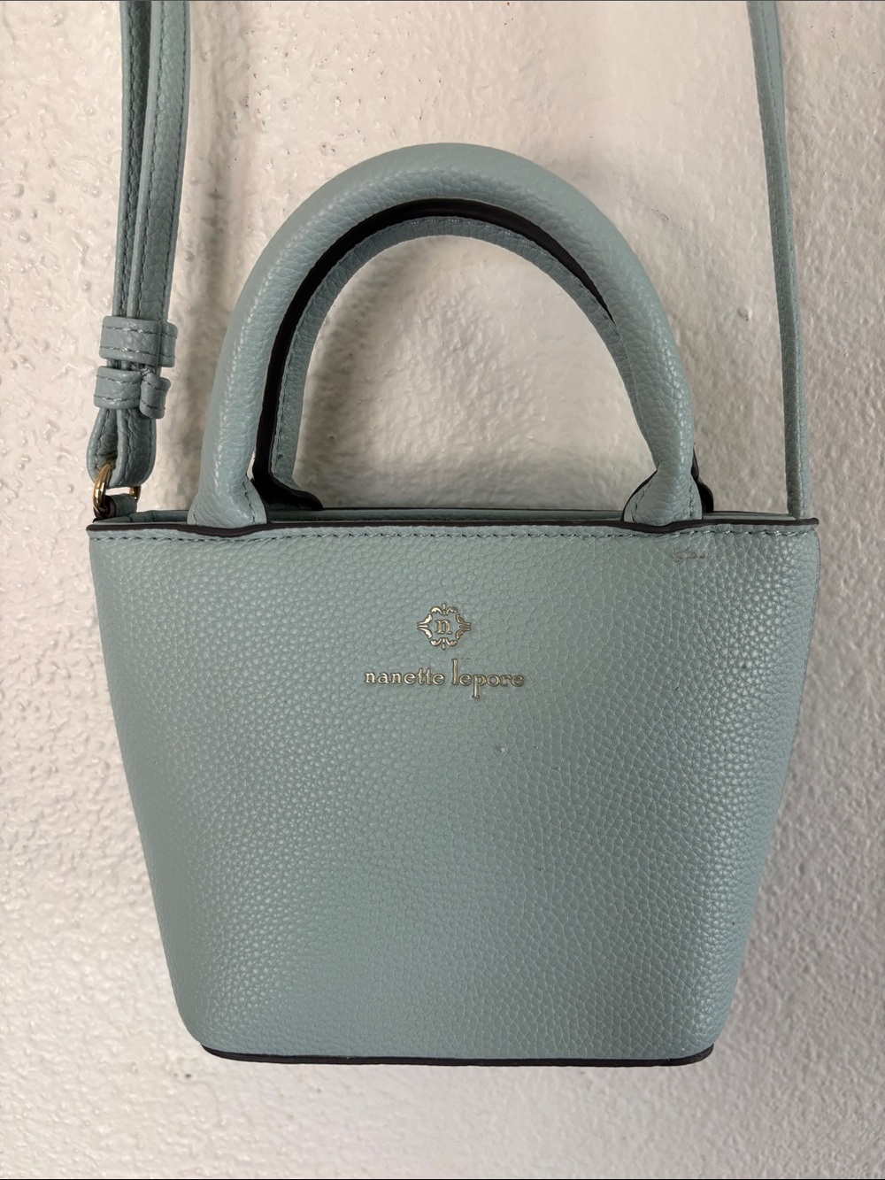 Nanette Lepore Pale Blue Pebble-Textured Mini Tote